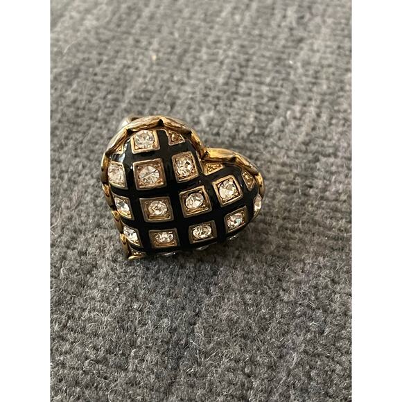 Vintage Rare Betsey Johnson Taxi Collection Puffy Heart Ring Signed - Picture 1 of 9